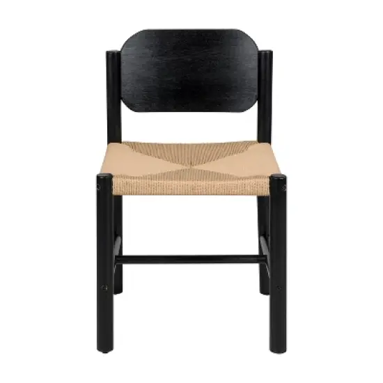 Christopher Knight Home Kayle Mid-Century Modern Acacia Wood Dining Chairs with Paper Rope Weave image {3}