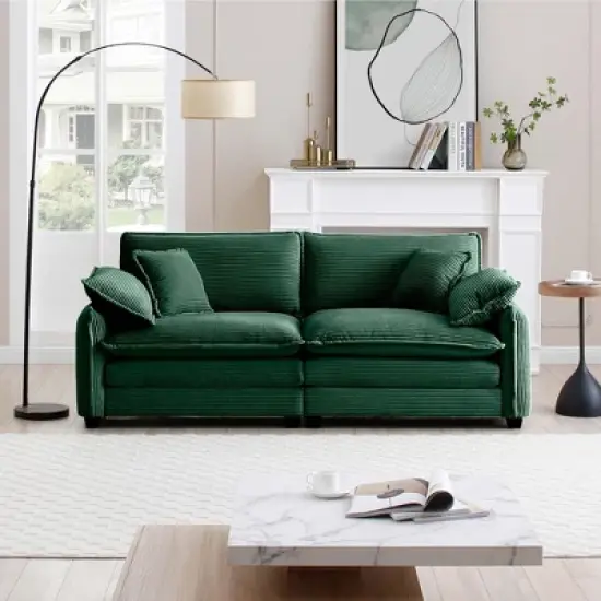 NicBex Couches for Living Room Large Deep Seat 2 Seater Sofa Couch Comfort Corduroy Upholstered Sofa With 4 Pillows for Bedroom image {6}