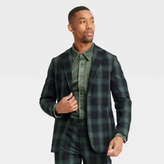 Houston White Adult Ombre Plaid Blazer - Green image {3}