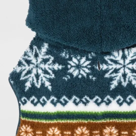 Snow Shoe Lodge Fairisle Faux Shearling Cat and Dog Hoodie - Blue/Brown - Wondershop&trade; image {3}