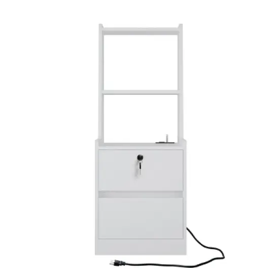 INFURNIC Nightstands Set of 2 Modern Night Stand Smart Nightstands with Night Light for Bedroom Storage, White, 15.74"*15.74"*41.14" image {1}