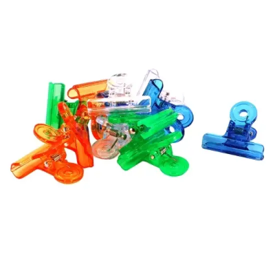 Unique Bargains Office Spring Loaded Hard Plastic Multicolor Binder Clips Multicolor 12 Pcs image {5}