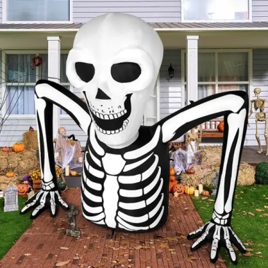 Joyfy 5.5 FT Halloween Inflatables Outdoor Decorations, Inflatable Skeleton Ground Breaker with LEDs for Halloween Party Yard Garden Lawn Decorations image {9}