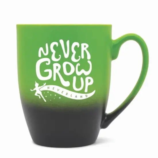 Elanze Designs Never Grow Up Neverland Two Toned Ombre Matte 10 ounce New Bone China Coffee Tea Cup Mug, Green and Black image {5}