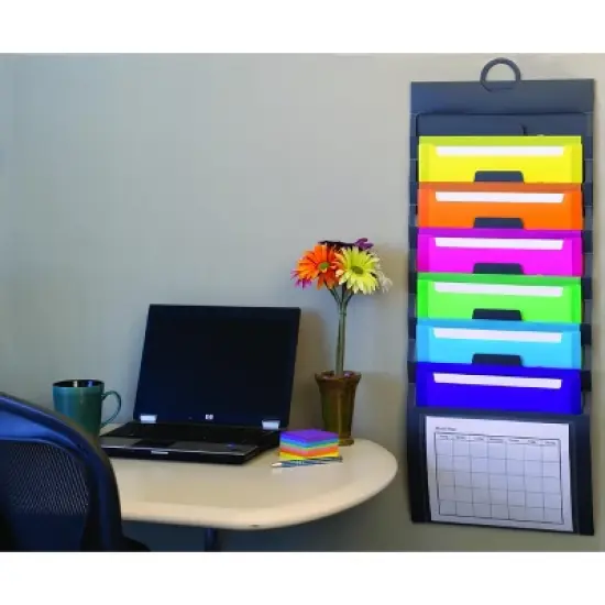 Smead Cascading Wall Organizer, 6 Pockets, Letter Size, Gray/Bright (92060) image {8}