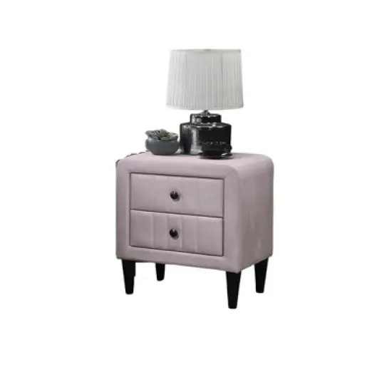Kumasinova 22" Velvet Upholstered Nightstand with Tempered Legs,Luxe Bedside Table with Sleek Design,Night Stand with Drawers for Bedroom image {1}
