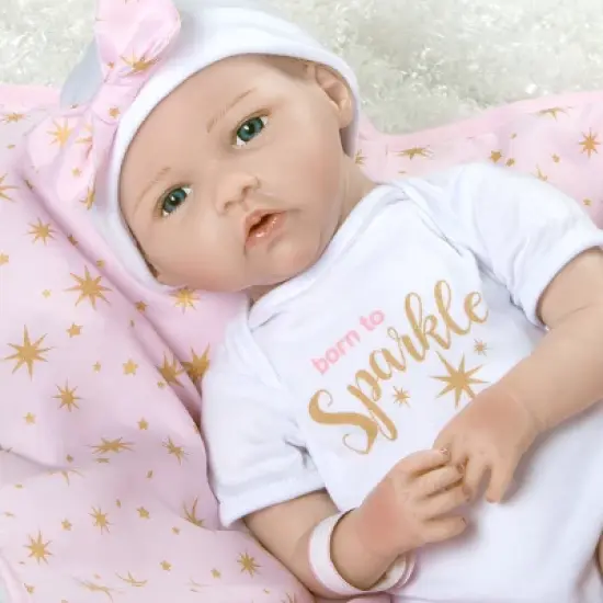 Paradise Galleries Reborn Baby Doll in Silicone-like Vinyl, 19 inch Newborn Girl Baby Bundles: Born To Sparkle, 7-Piece Ensemble image {5}
