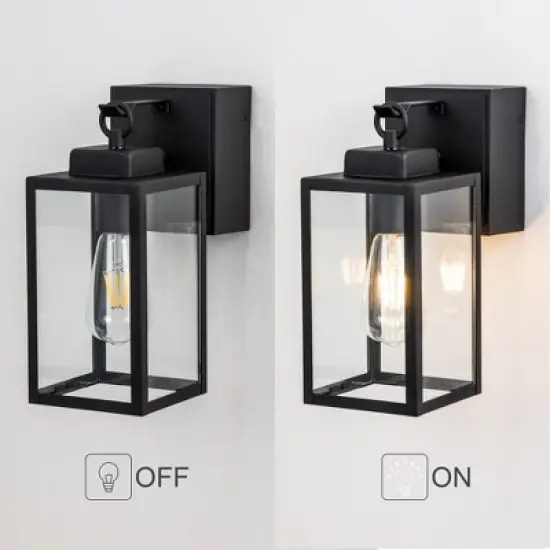 C Cattleya 1-Light Matte Black Aluminum Outdoor Wall Lantern Sconce with GFCI Outlet image {2}
