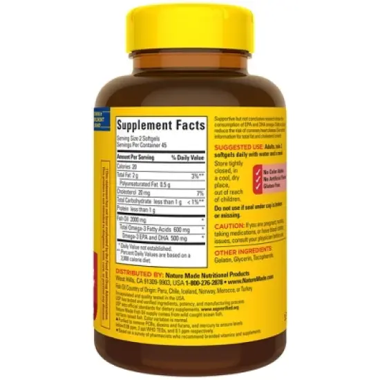 Nature Made Fish Oil Omega-3 Dietary Supplement Softgels image {1}