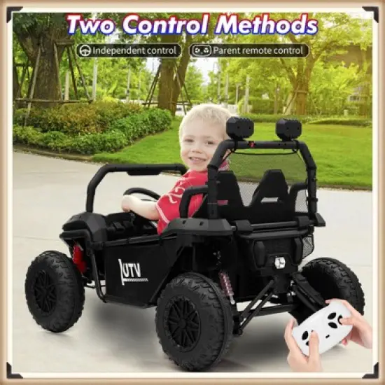 Garvee 24V 2-Seater Ride-On UTV for Kids, 400W Electric Car with Remote, LED Lights, Music, Metal Frame, Four-Wheel Suspension image {2}