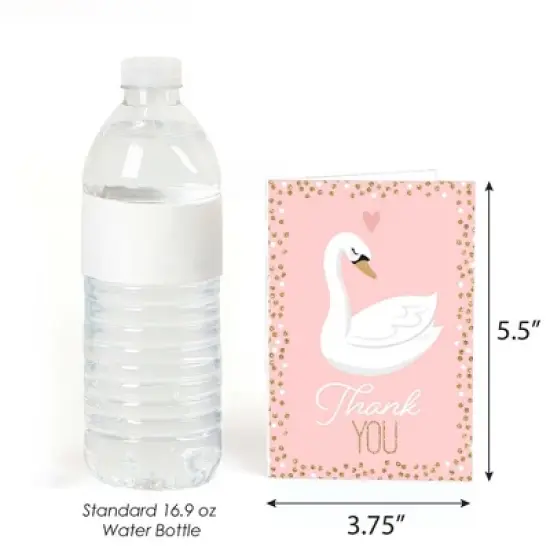 Big Dot of Happiness Swan Soiree - White Swan Baby Shower or Birthday Party Thank You Cards (8 count) image {2}