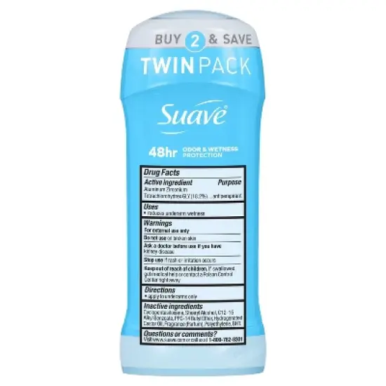 Suave Fresh Anti-Staining 48-Hour Antiperspirant & Deodorant Stick - 2.6oz/2pk image {1}