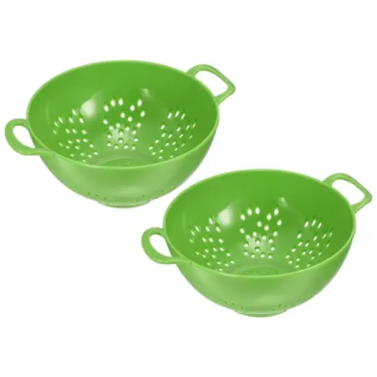 Unique Bargains Food Rice Washing Plastic Vegetable Basket Colander with Handle 2 Pcs image {4}