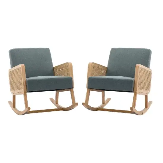 Set of 2 Adena Rocking Accent Chair with Rattan Arms | Karat Home image {14}
