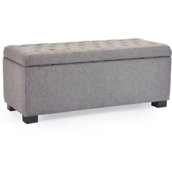 Arlo Tufted Storage Bench Gray - Adore Decor image {1}