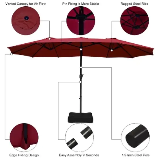 Tangkula 15Ft Outdoor Double-Sided Patio Umbrella with Base image {7}