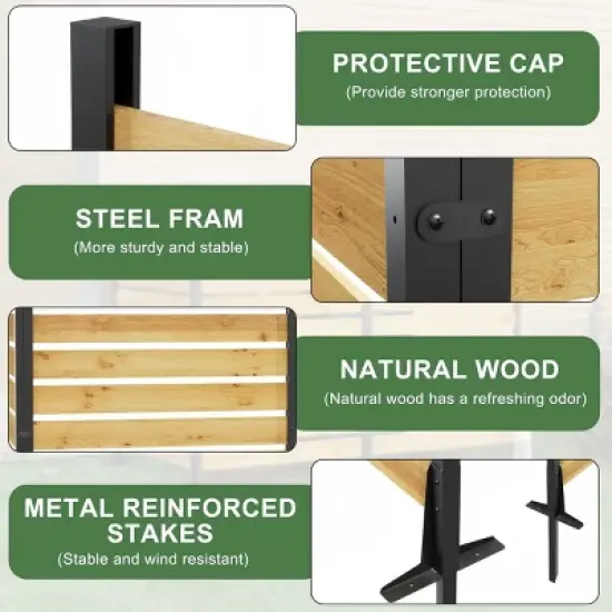 72.8" H x 38.5" W Cedar Wood Privacy Fence Screen, Outdoor Privacy Fence for AC Unit, Trash Can, Pool Equipment Enclosure - The Pop Home image {6}