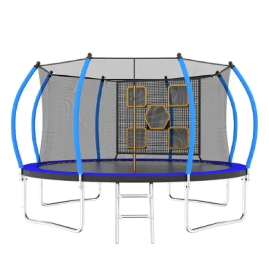 APRILSOUL 12FT Trampoline with Enclosure Recreational Trampolines with Ladder, ASTM Approval Outdoor Trampoline for Kids image {10}