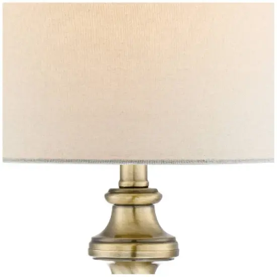 Regency Hill Traditional Table Lamp 26" High Antique Brass Candlestick White Fabric Drum Shade for Living Room Family Bedroom Bedside image {2}