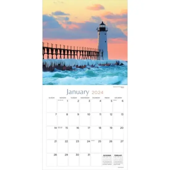 TF Publishing 2024 Wall Calendar 12"x12" Lighthouses image {1}