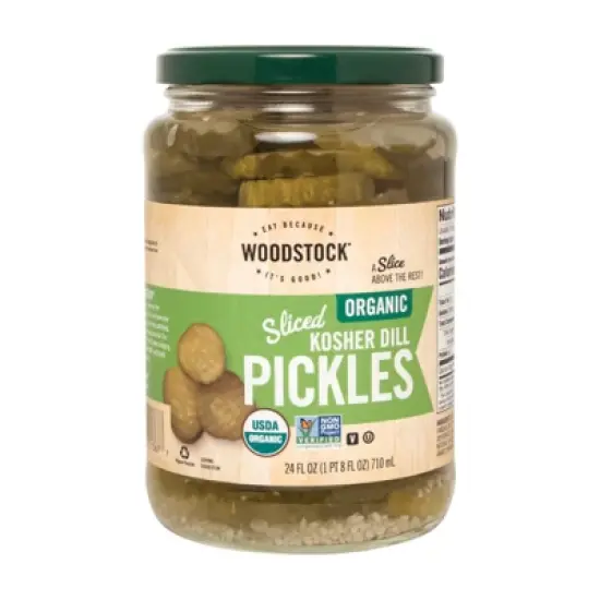 Woodstock Foods Organic Sliced Kosher Dill Pickles - Case of 6/24 oz image {1}