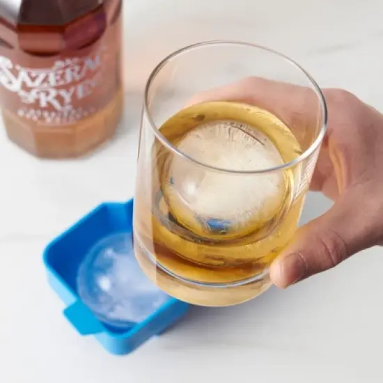 True Neptune Sphere Ice Cube Mold - Food-Safe Silicone Large Craft Ice Ball Maker Mold for Cocktails - 2.25 Inch Ice Spheres, Blue, 2-Piece Set of 1 image {1}
