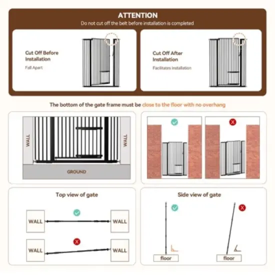GOTGELIF Pet Gate 55.1" Extra Tall 29.5-40.6" Wide Auto Close Pressure Mount Gate - Adjustable Cat Door image {1}