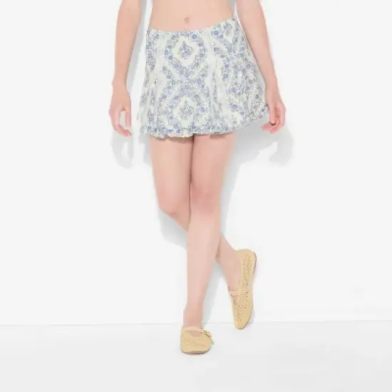 Women's Above Knee Godet Full Skirt - Wild Fable&trade; Blue Floral image {1}