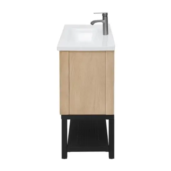 GDFStudio York Indoor/Outdoor Freestanding Magnesium Oxide Bathroom Vanity with Faucet and Ceramic Sink image {4}