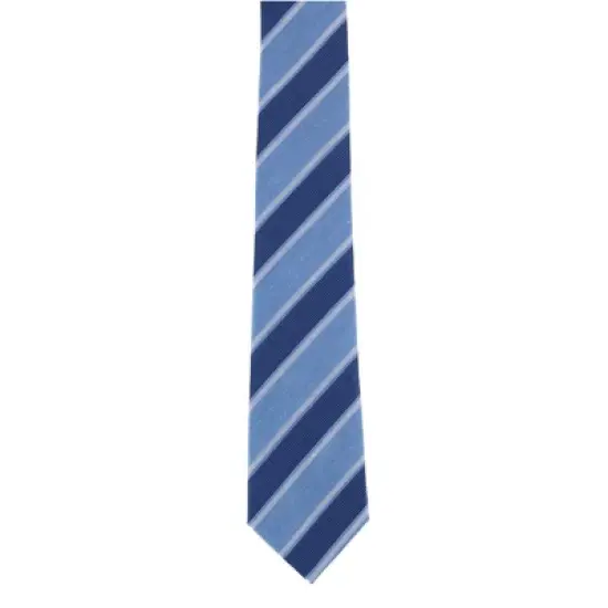 Ascentix Men's Blue and Silver Striped Necktie image {2}