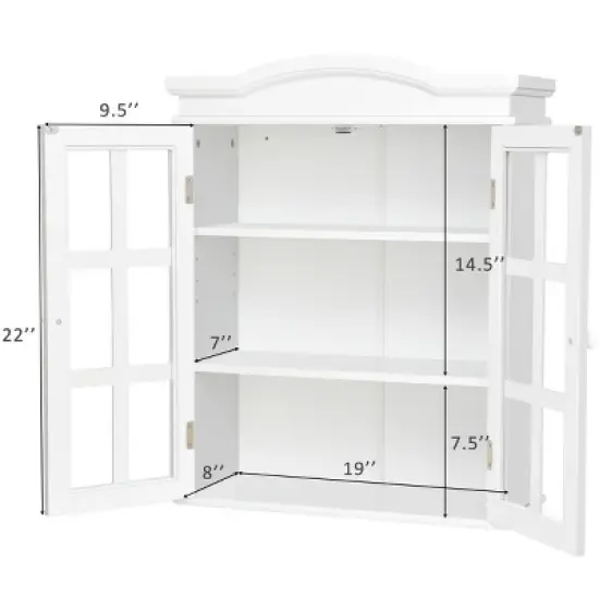 Wall-Mount Bathroom Storage Cabinet Medicine Organizer Double Doors Shelved New image {1}