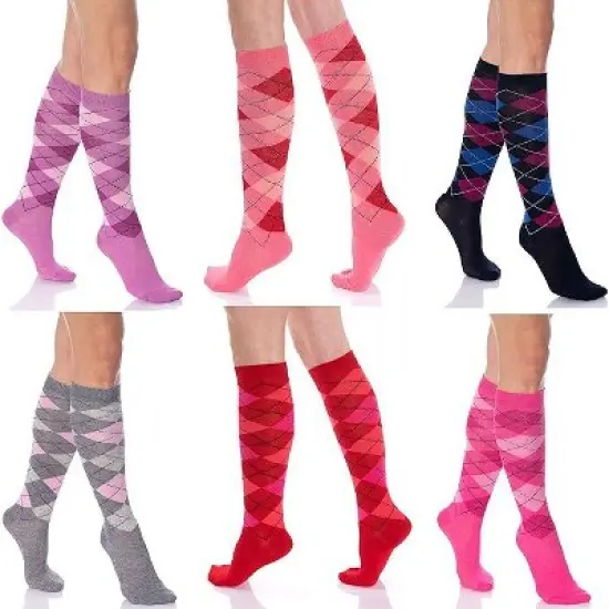 6 Pairs Women's Colorful Knee High Socks &ndash; Soft & Durable Combed Cotton (Size 9-11) image {1}