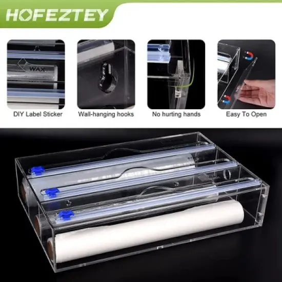 Foil and Plastic Wrap Organizer,2 in 1 Acrylic Aluminum Foil Holder image {4}