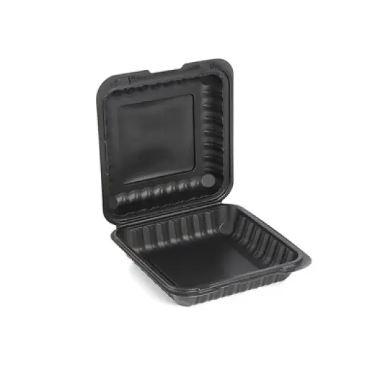Northlight 150-Count Single Compartment Hinged Black Meal Prep/Take Out Containers - 9" image {2}