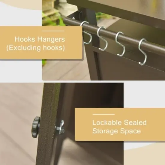 CLIHOME Outdoor Metal Storage Grill Carts,Grill Table Kitchen Dining Island with Wheels image {3}