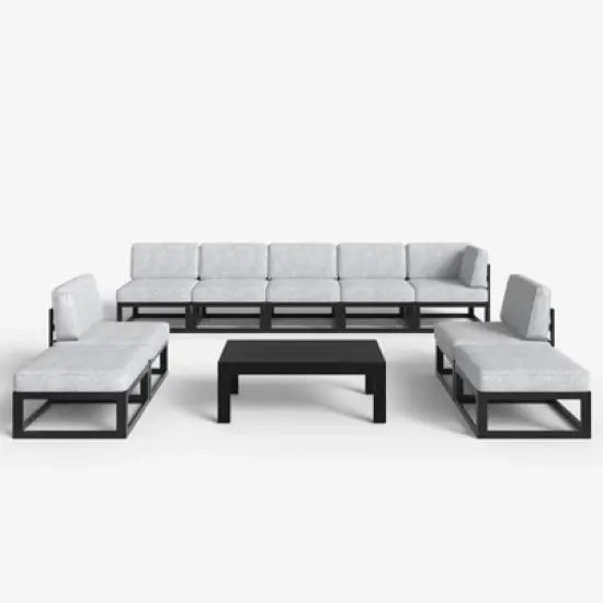 LayinSun 10-Piece Large Outdoor Modular L-Shaped Sectional Set with Coffee Table image {1}