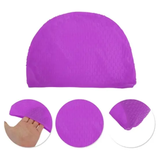 Unique Bargains Silicone Ellipse Texture Swimming Cap 1 Pc image {2}