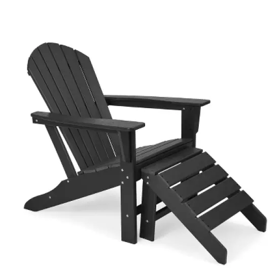 5pk Plastic Resin Adirondack Chair with Side Table & Ottoman - EDYO LIVING
 image {5}