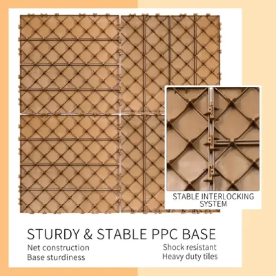 Plastic Interlocking Deck Tiles, 12.00"x12.00" (Pack of 44), for Patio, Outdoor Waterproof, All Weather image {8}