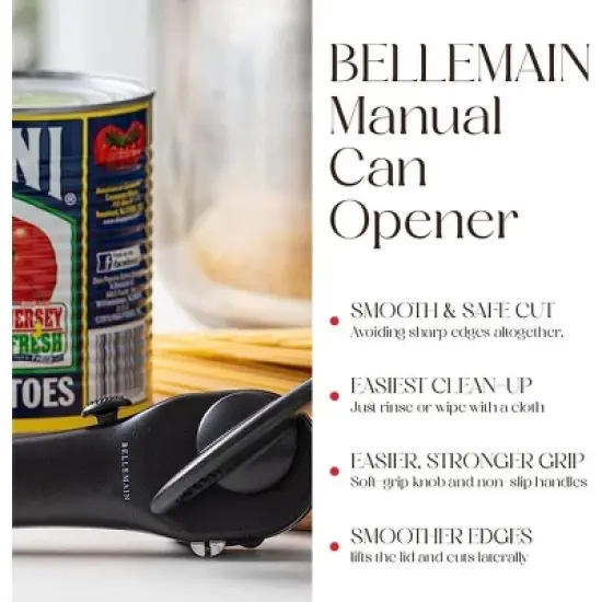 Bellemain Safe-Cut Stainless Steel Ergonomic Manual Can Opener, Smooth Edge for Home Chefs image {5}