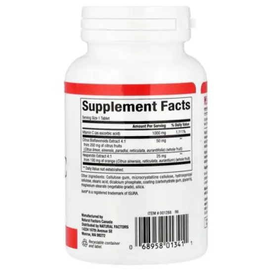 Natural Factors Vitamin C, Time Release, 1,000 mg, 90 Tablets image {1}