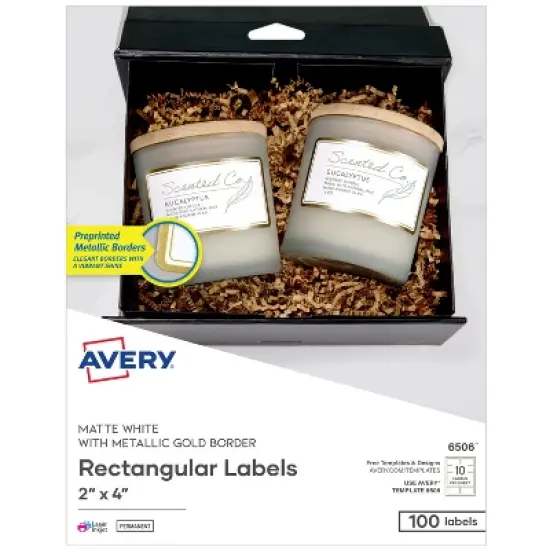Avery Labels with Metallic Gold Border, 2" x 4", 100 Labels (6506) image {9}