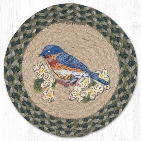 Earth Rugs Blue Bird Printed Round Trivet 10"x10" Heat-Resistant Kitchen Accessory image {3}