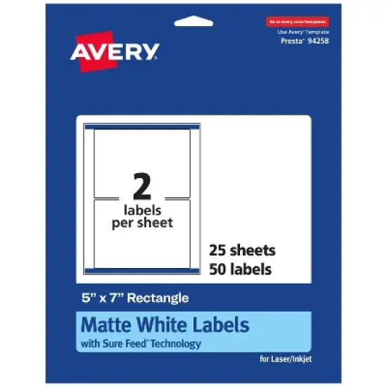 Avery Matte White Rectangle Labels, 5" x 7" image {7}