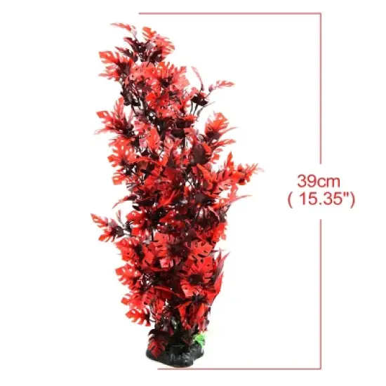 Unique Bargains Plastic Plant Aquarium Terrarium Decor 15.3" Red image {1}