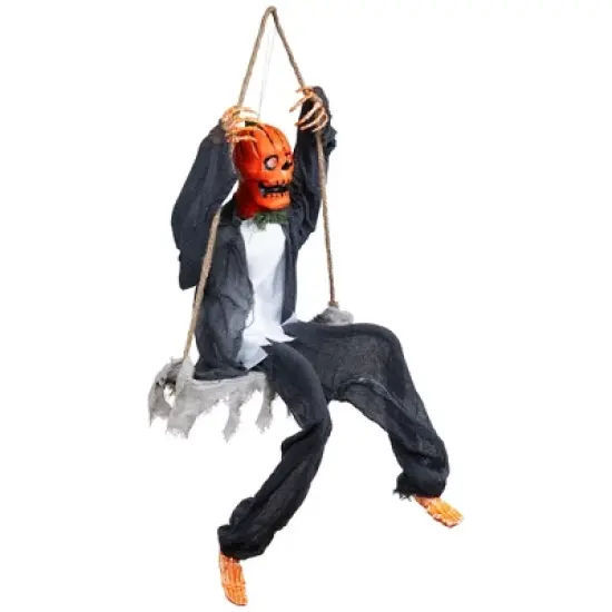 Northlight Animated Swinging Pumpkin Man Halloween Decoration - 30" image {2}
