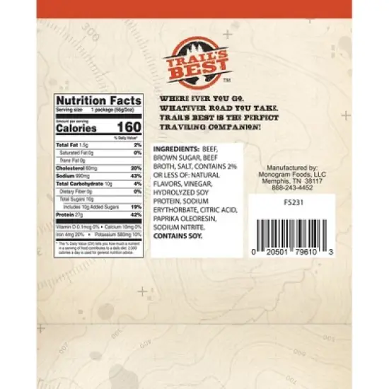 Trail's Best Original Beef Jerky 2oz Packs - 6 Packs image {2}