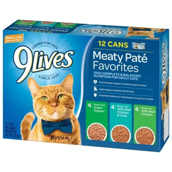 9Lives Pat&eacute; Favorites Chicken & Tuna Wet Cat Food - 5.5oz/12ct Variety Pack image {3}