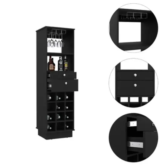 Gulches 12 Bottle Wine Rack with 2 Drawers, 1 Shelf, 24'' Top Decor Not Included, Collection Items Sold Separately image {4}