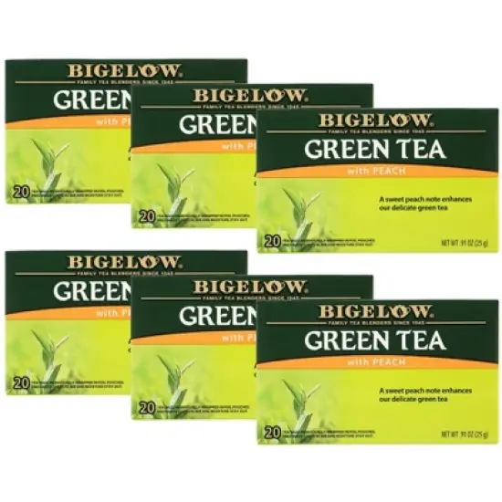 Bigelow Green Tea with Peach - Case of 6/20 bag image {4}